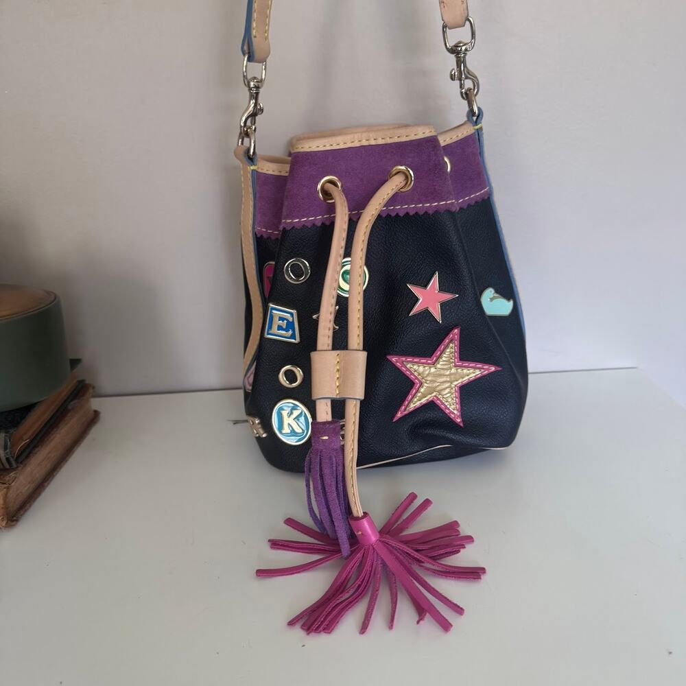 Dooney & Bourke Vintage #6 Drawstring Bucket Bag Lindsay Lohan Black Purse Y2K - Picture 2 of 14